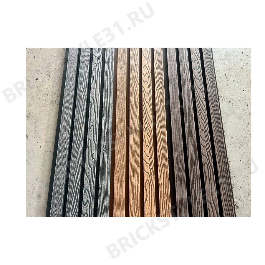 Реечная фасадная панель из ДПК, NEXTWOOD, Brown, 3D 