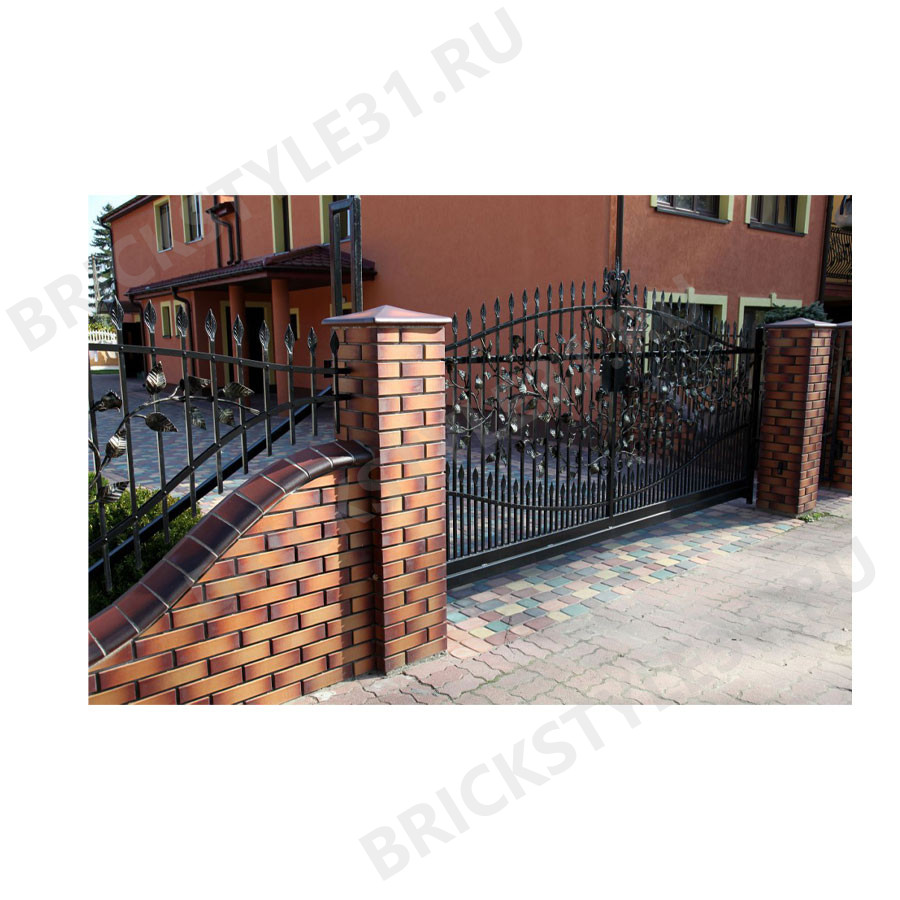 Профильный кирпич для забора, 180/120x65x58мм, Дикое вино 