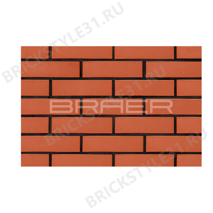 Кирпич облицовочный BRAER Красный, гладкий, 0,7НФ 