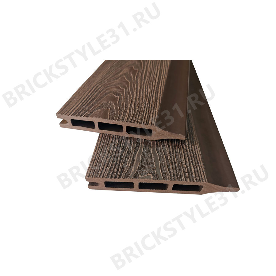 Заборная доска из ДПК, NEXTWOOD, пустотелая, Темно-коричневый 3D 