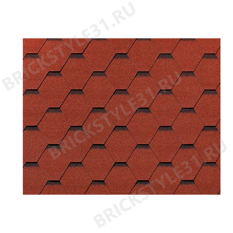 Гибкая черепица RoofShiеld, Классик, Стандарт, Кирпично-красный с оттенением 