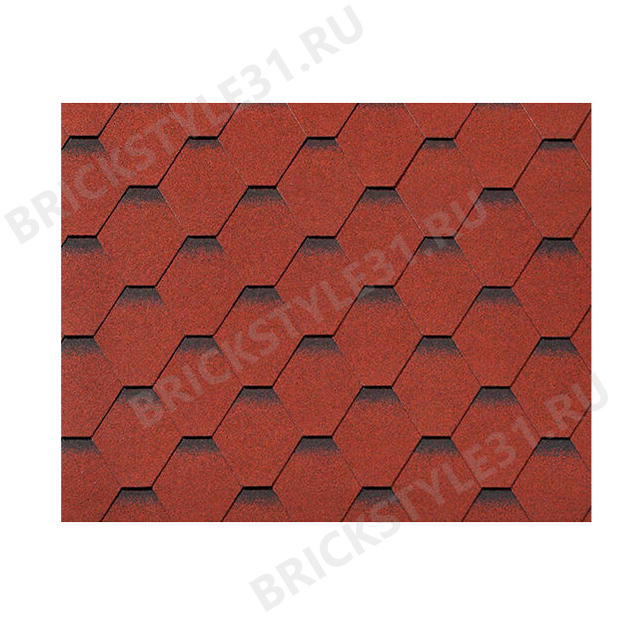 Гибкая черепица RoofShiеld, Классик, Стандарт, Красный с оттенением 