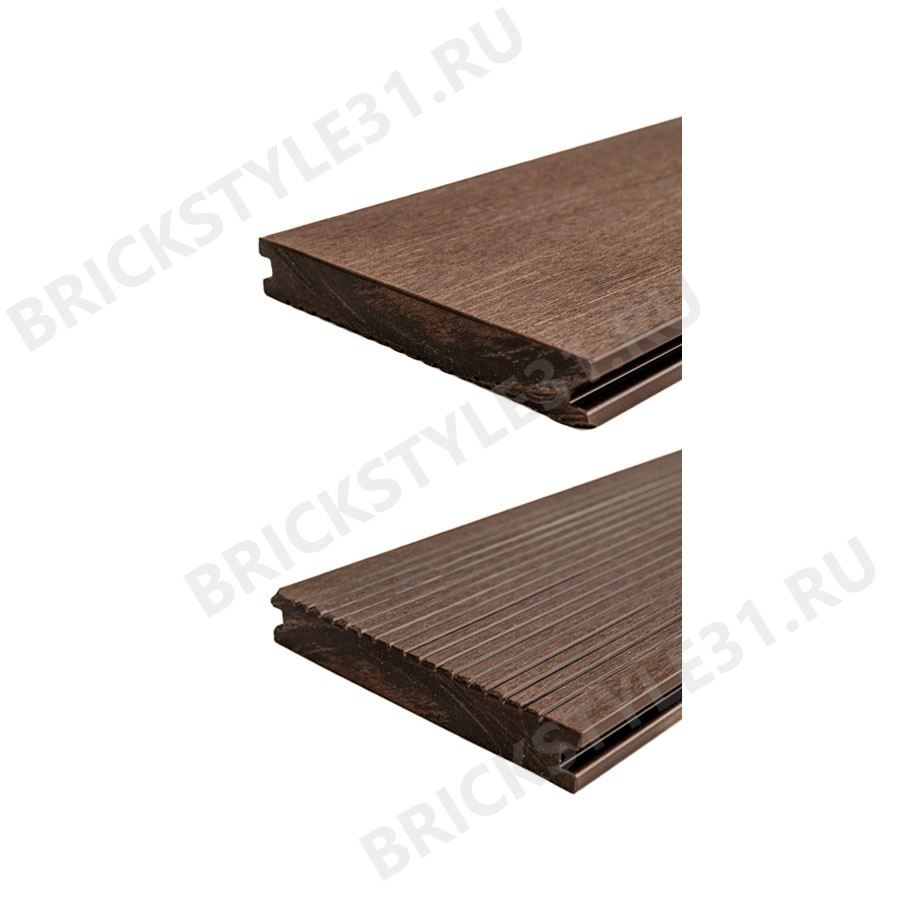 Террасная доска МПК, полнотелая, стандарт, Шоколад, вельвет/тиснение 