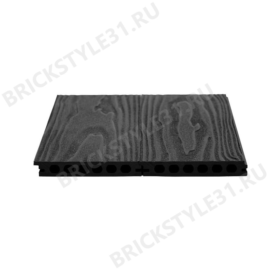 Террасная доска из МПК ГрандАрт, бесшовная, Антрацит, 3-Д текстура 
