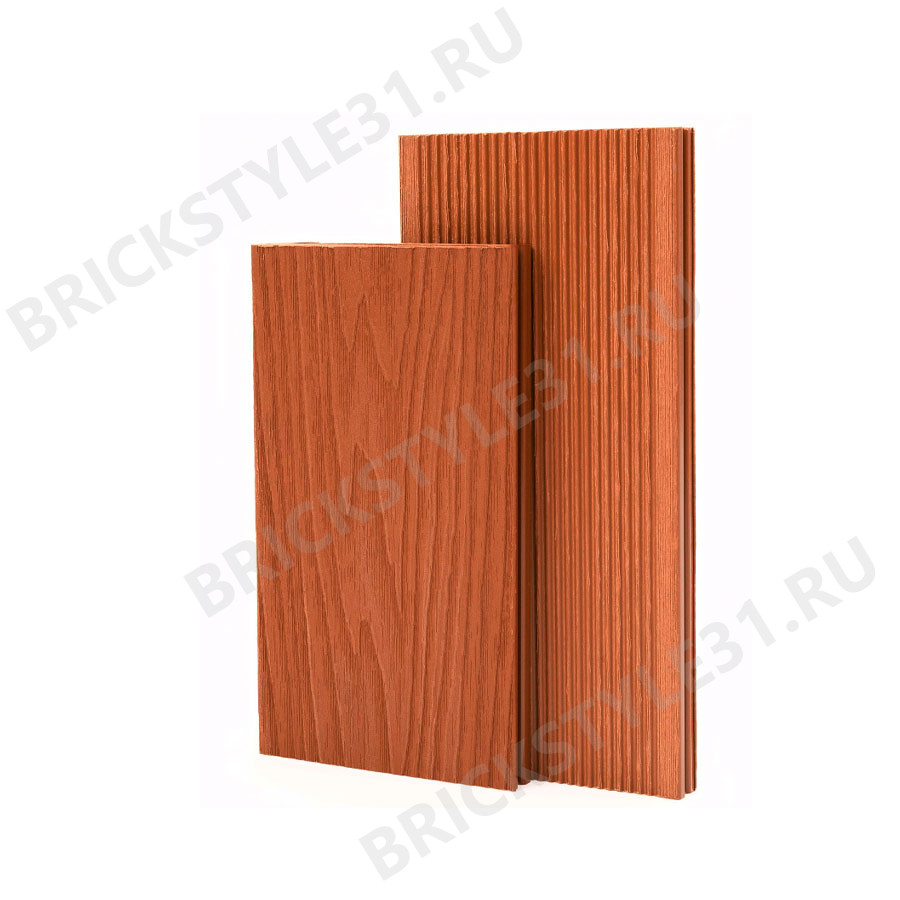 Террасная доска из МПК ГрандАрт, ПОЛНОТЕЛАЯ, Тик, 3-Д текстура 