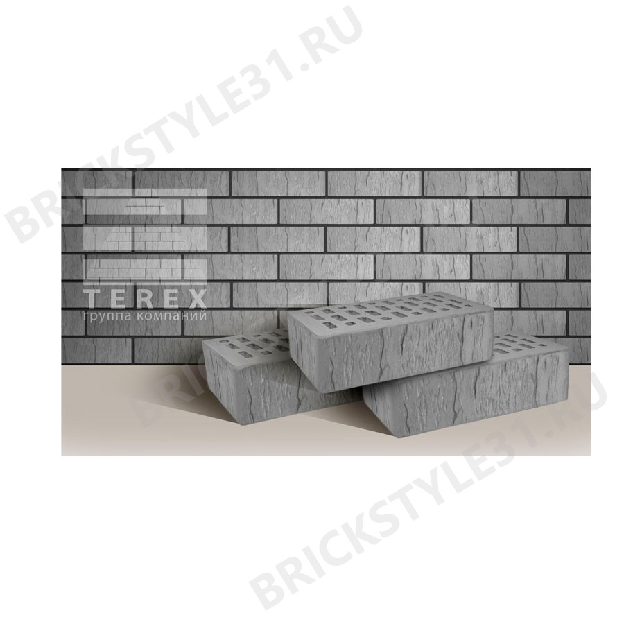 Кирпич облицовочный одинарный, 1НФ, TEREX, Серый 