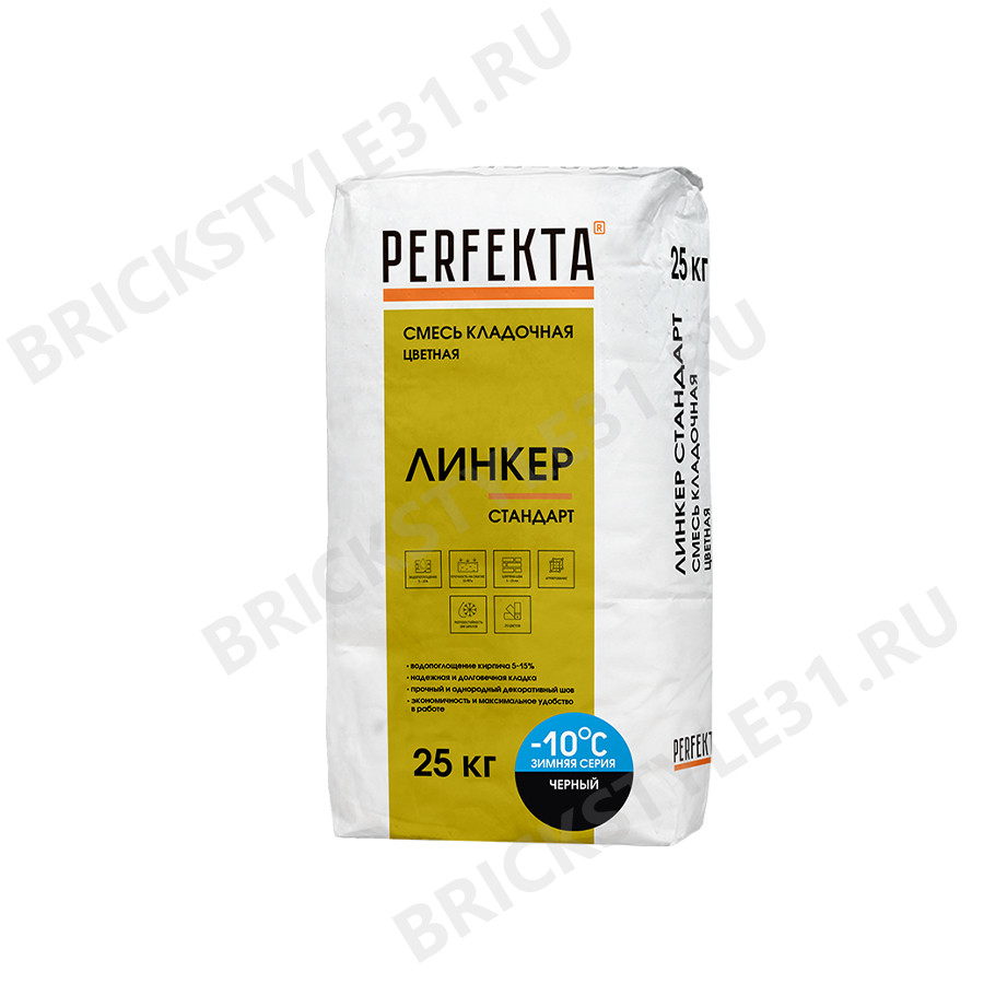 PERFEKTA Смесь кладочная цветная Линкер Стандарт Зимняя серия черный, 25 кг 