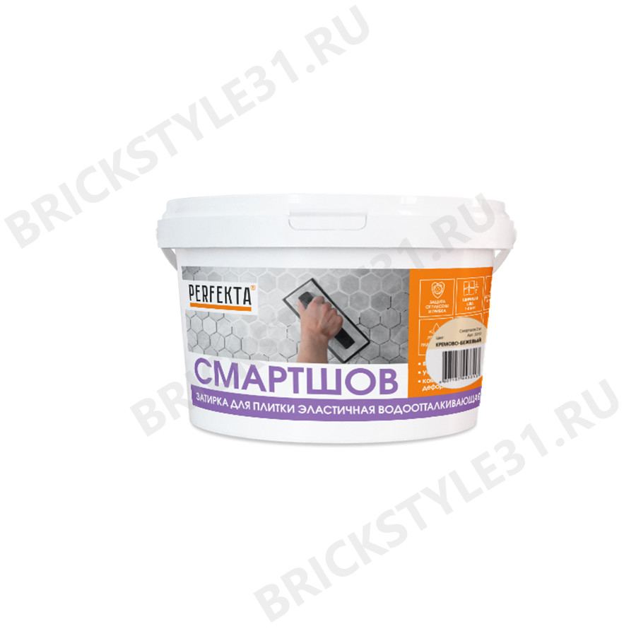 PERFEKTA Затирка для плитки эластичная водоотталкивающая Смартшов кремово-бежевый, 2 кг 