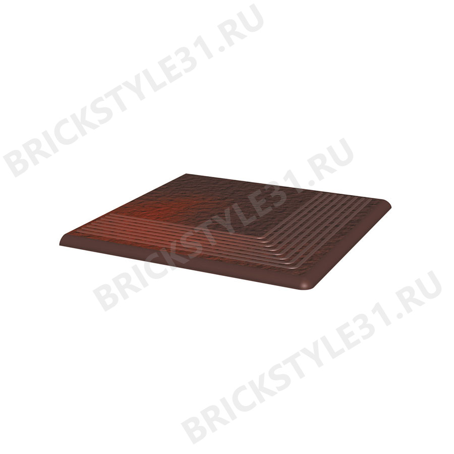 Ступень угловая клинкерная, с насечками, Ceramika Paradyz, CLOUD BROWN DURO 