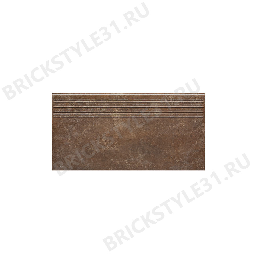 Ступень прямая клинкерная, с насечками, Ceramika Paradyz, ILARIO BROWN long 