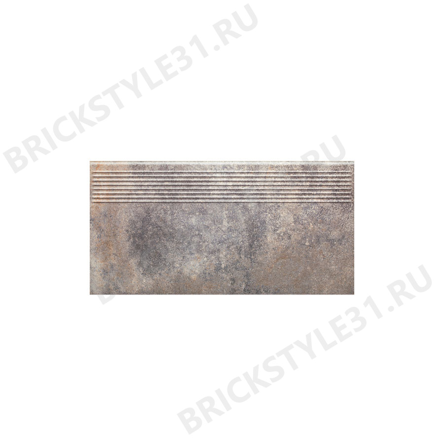 Ступень прямая клинкерная, с насечками, Ceramika Paradyz, VIANO GRYS long 