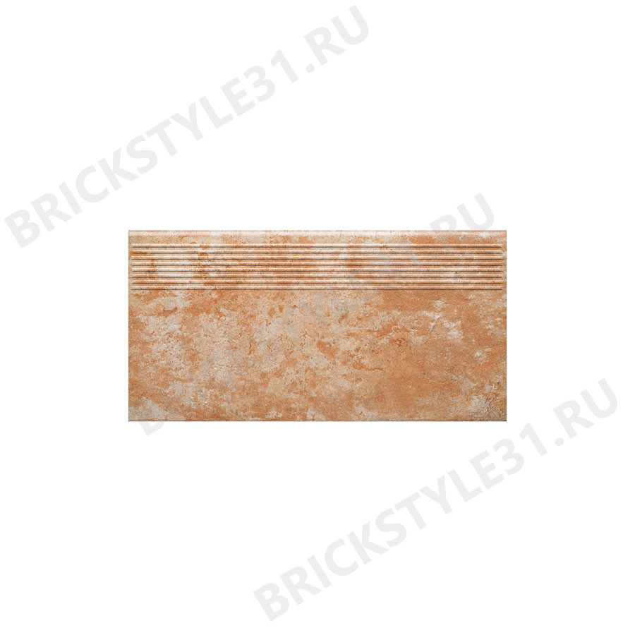 Ступень прямая клинкерная, с насечками, Ceramika Paradyz, ILARIO OCHRA long 