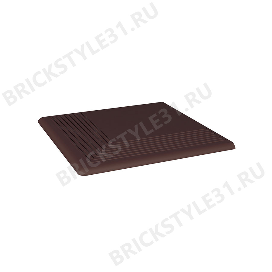 Ступень угловая клинкерная, с насечками, Ceramika Paradyz, NATURAL BROWN 